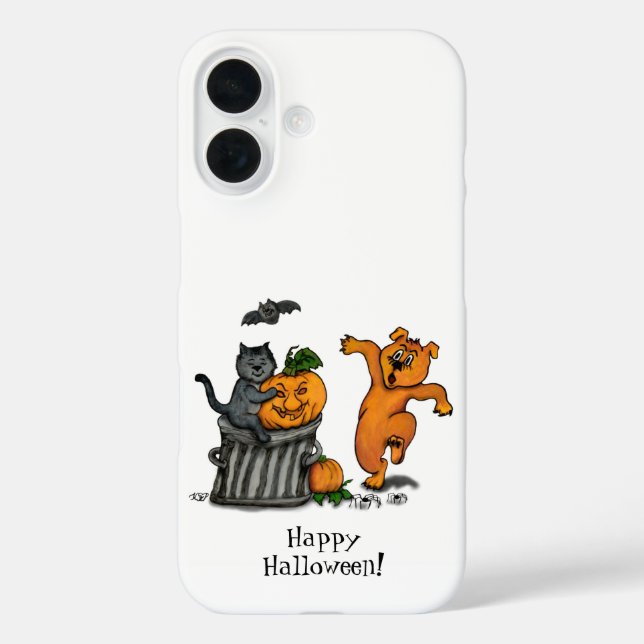 Coques Case-Mate iPhone Joyeux Halloween ! Chien et araignée de chauve-sou (Verso)