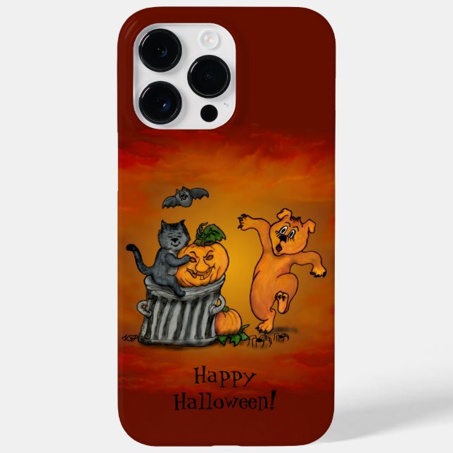 Coques Case-Mate iPhone Joyeux Halloween ! Chien et araignée de chauve-sou (Verso)