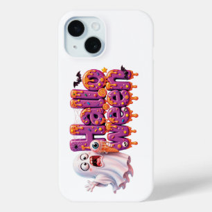 Coque Pour iPhone 15 Joyeux Halloween Texte Coulant de Bonbons Avec Cha