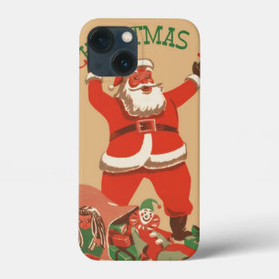Etui iPhone 13 Mini Joyeux Noël à tous ! Père Noël vintage
