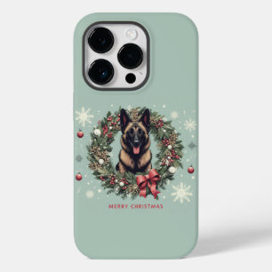 Coque Pour iPhone 14 Pro Joyeux Noël Belge Malinois Chien Noël Noël
