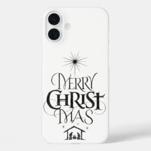 Coques iPhone 16 Plus Joyeux Noël chrétien Calligraphie