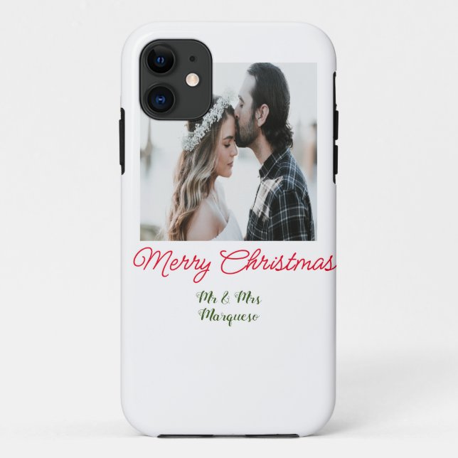 Coques Case-Mate iPhone Joyeux Noël couple photo ajouter nom heureux vacan (Dos)