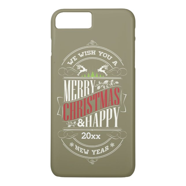 Coques Case-Mate iPhone Joyeux Noël et Bonne année Texte, Personnaliser (Dos)