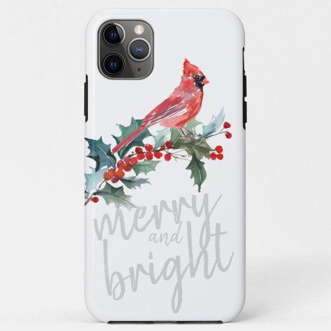 Coques Case-Mate iPhone Joyeux Noël et brillant hiver Holly Cardinal (Dos)