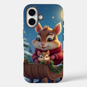 Coque Pour iPhone 16 Joyeux Noël petit écureuil
