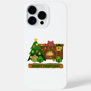 Coque Pour Pour iPhone 14 Pro Max Joyeux Noël près de la cheminée bonfire xmas arbre