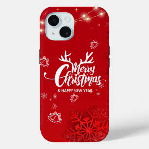 Coque Pour iPhone 15 Joyeux Noël Red Modern