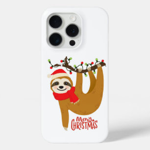 Coque iPhone 15 Pro Joyeux Noël Sloth mignonne Festivals Vacances