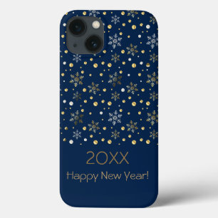 Case-Mate iPhone Case Joyeux Nouvel An 20XX & Snowflakes Gold Noël