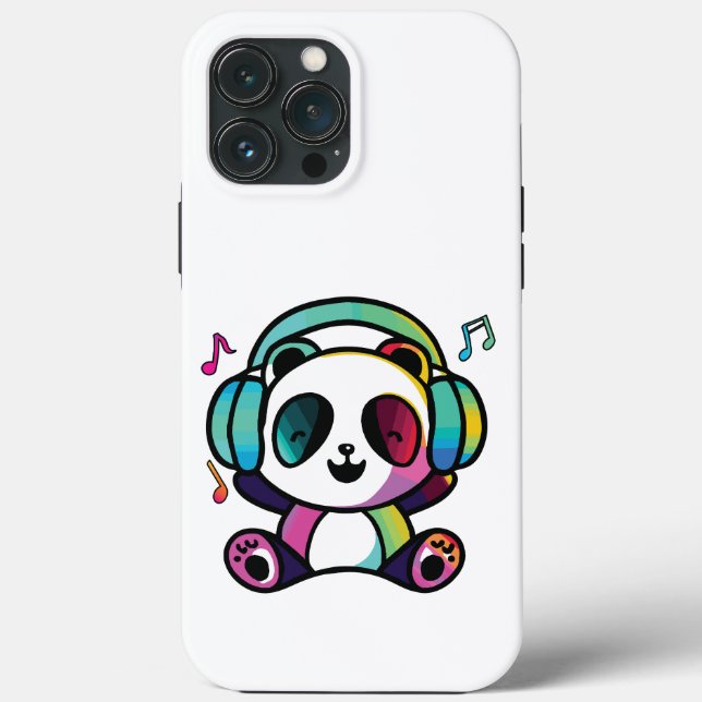 Coques Case-Mate iPhone Joyeux Panda avec écouteurs écoutant de la musique (Verso)