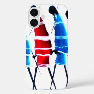Coque Pour iPhone 16 Joyeux peuple Massaï Guerriers Marcher Art Imprime