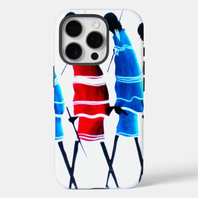 Coques Case-Mate iPhone Joyeux peuple Massaï Guerriers Marcher Art Imprime (Verso)