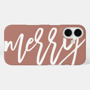 Coque Pour iPhone 16 Joyeux script moderne Noël neutre et blanc