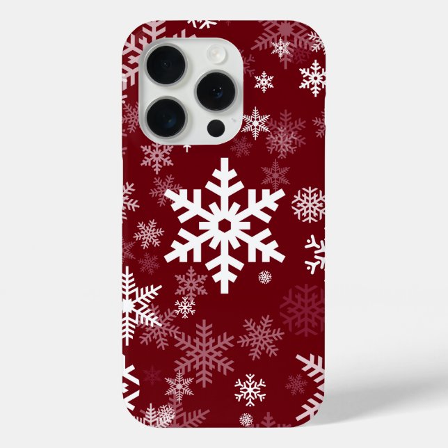 Coques Case-Mate iPhone Joyeux Snowflakes Motif Bourgogne (Verso)