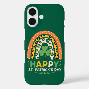 Coque Pour iPhone 16 Joyeux St Patrick's Day mignonne Rainbow Leopard