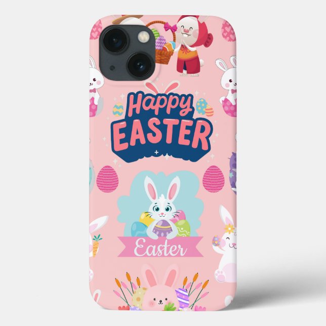 Coques Case-Mate iPhone Joyeux voeux de Pâques - Motif Funny Bunny Pâques (Verso)