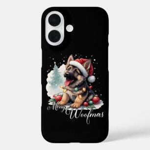 Coque Pour iPhone 16 Joyeux Woofmas Berger Allemand