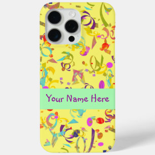 Coque iPhone 15 Pro Max Joyful party Colors Confeti Toss Over Yellow