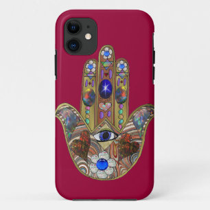 Coques Pour iPhone Judaica Hamsa Coeurs Fleurs Opal Art Imprimer