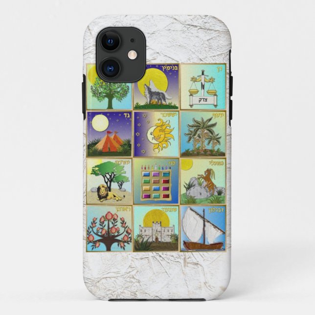 Coques Case-Mate iPhone Judaïque 12 Tribus D'Israël Panneaux D'Art (Dos)