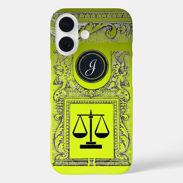 Coques Case-Mate iPhone JUSTICE BUREAU JURIDIQUE, PROCUREUR Monogramme Jau (Verso)