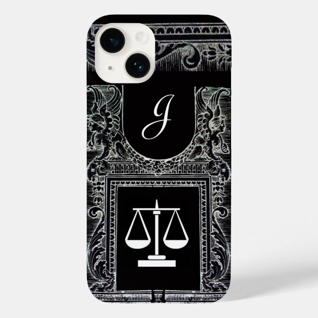 Coques Case-Mate iPhone JUSTICE BUREAU JURIDIQUE, PROCUREUR Monogramme Noi (Verso)