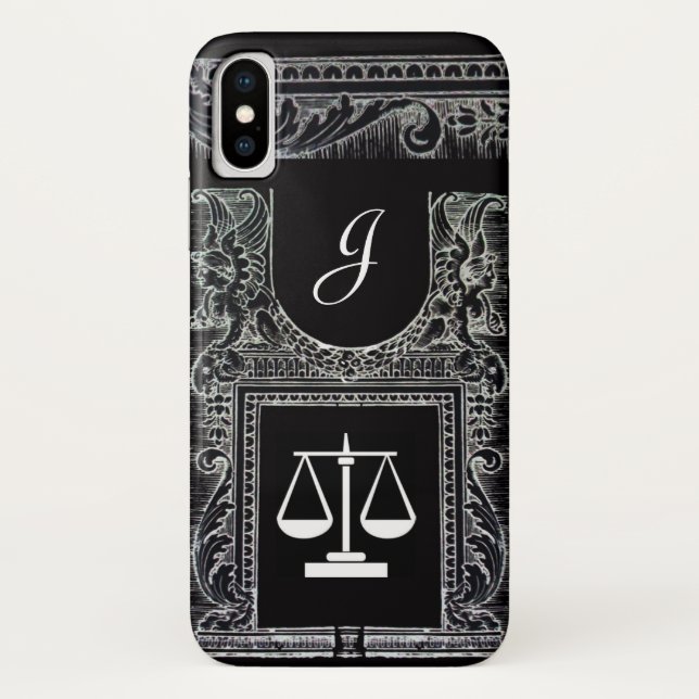Coques Case-Mate iPhone JUSTICE BUREAU JURIDIQUE, PROCUREUR Monogramme Noi (Dos)