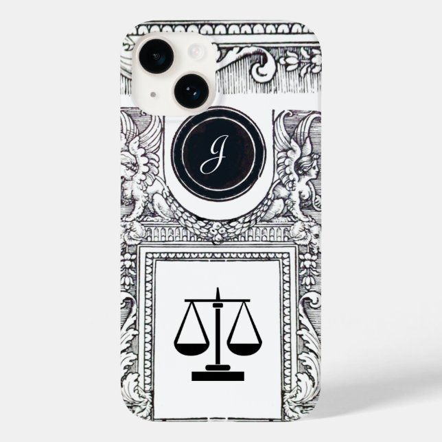 Coques Case-Mate iPhone JUSTICE BUREAU JURIDIQUE, PROCUREUR Monogramme noi (Verso)