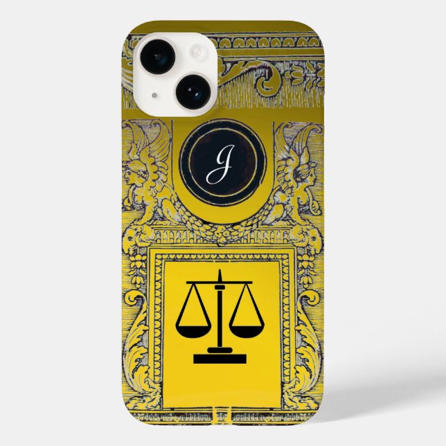 Coques Case-Mate iPhone JUSTICE BUREAU JURIDIQUE, PROCUREUR Monogramme or  (Verso)