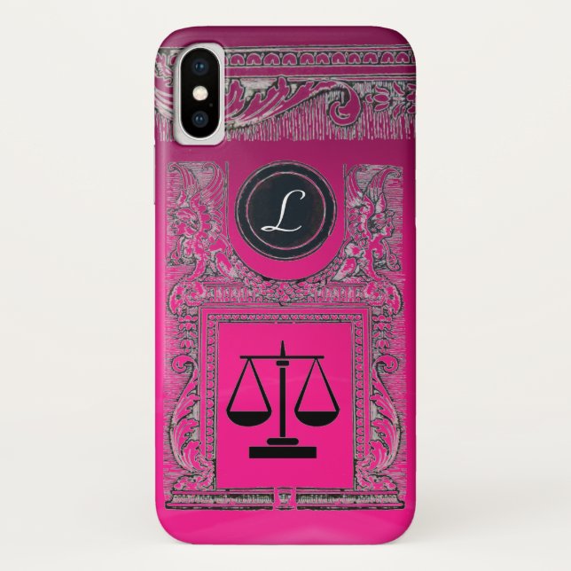 Coques Case-Mate iPhone JUSTICE BUREAU JURIDIQUE, PROCUREUR Monogramme ros (Dos)