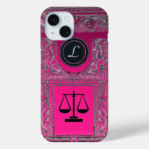 Coque Pour iPhone 15 JUSTICE BUREAU JURIDIQUE, PROCUREUR Monogramme ros