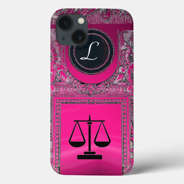 Coques Case-Mate iPhone JUSTICE BUREAU JURIDIQUE, PROCUREUR Monogramme ros (Verso)