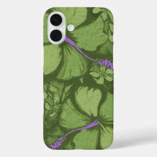iPhone 16 Plus Case Kahala Hibiscus Hawaiian Lava Rock Illustration