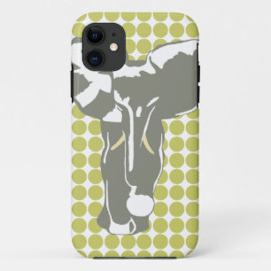 Coque iPhone 11 Kaki Safari point avec Pop Art Elephant