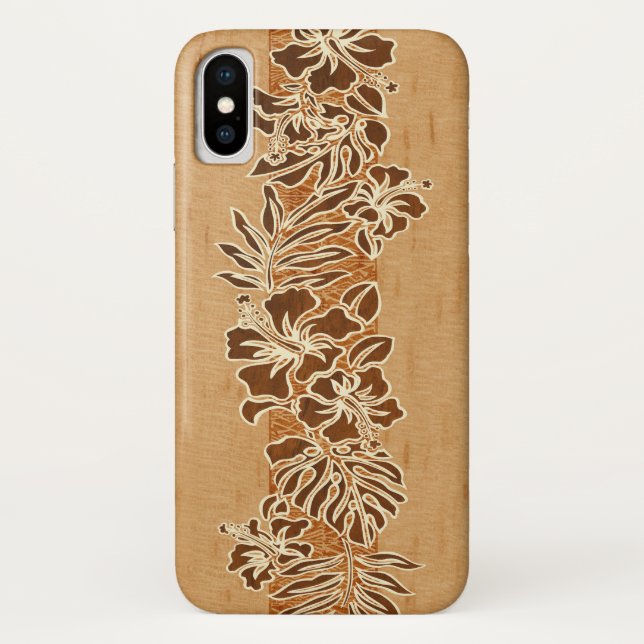 Coques Case-Mate iPhone Kalaheo Hawaïen Hibiscus Tapa Faux Wood (Dos)