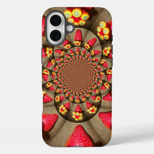 iPhone 16 Plus Case Kaleidoscope de Fraises   Délice Rouge Coloré Art