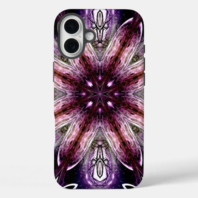 Coques Case-Mate iPhone Kaleidoscope de violet et de fleur cosmique magent (Verso)