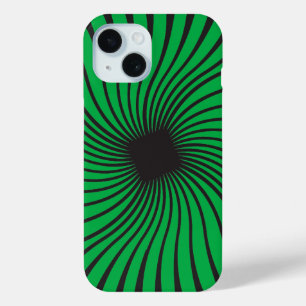 Coque Pour iPhone 15 Kaleidoscope Design noir et vert