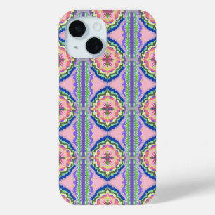 Coque Pour iPhone 15 Kaleidoscope Fleurissant Vibrant : Mandala Rose et