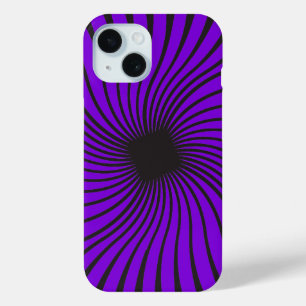Coque Pour iPhone 15 Kaleidoscope noir et violet design