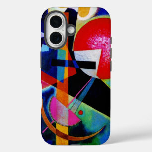 Coques iPhone 16 Kandinsky en peinture Abstraite bleue
