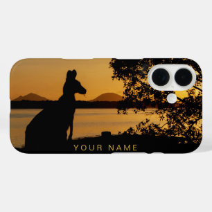Coque Pour iPhone 16 Kangaroo Australie Noir & Or Sunset Silhouette