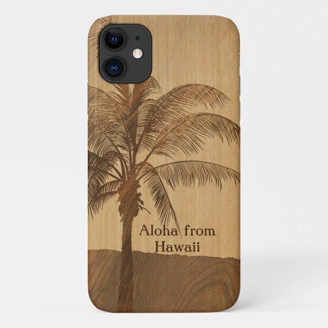 Coques Case-Mate iPhone Kapaa Sunset Hawaii Faux Koa Bois Simple Palme (Dos)