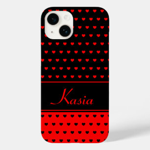 Coque Pour iPhone 14 Kasia - Nom Modèle, Élégant Noir Et Rouge