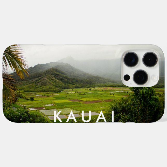 Coques Case-Mate iPhone Kauai, Hawaii Paysage Champs Scène avec texte (Verso (horizontal))