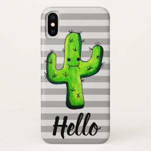 Coques Pour iPhone Kawaii Aquarelle tendance Cactus Bonjour