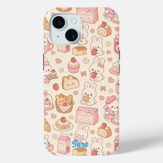 Coques Case-Mate iPhone Kawaii Bunny Bakery Pattern Phone Case (Verso)