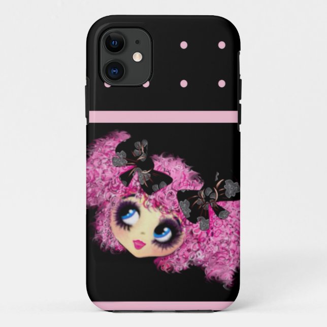 Coques Case-Mate iPhone Kawaii Girl PinkyP coeur rose noir (Dos)