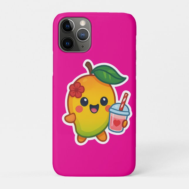 Coques Case-Mate iPhone Kawaii Mango - Fruit d'amour avec Smoothi de coeur (Dos)